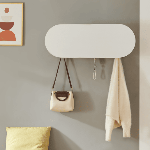 Bengaleiro de parede Vilkön prateleira + 6 ganchos 80x16x30cm Branco en.casa