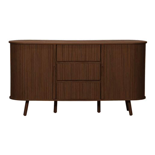 Aparador escandinavo, 3 gavetas, 150cm, Legacy, Madeira de nogueira, 150x40x79 cm