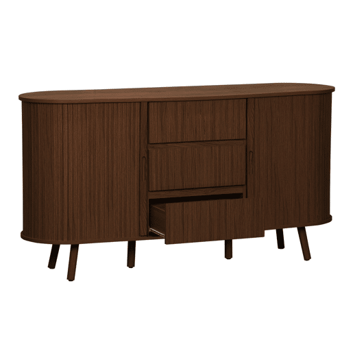 Aparador escandinavo, 3 gavetas, 150cm, Legacy, Madeira de nogueira, 150x40x79 cm