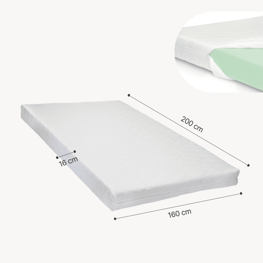 Cama estofada Tröstiar LED com base de ripas dobrável + colchão 160x200cm - Preto en.casa
