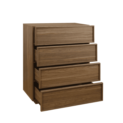 Cômoda de armazenamento efeito madeira 4 gavetas, Kuba, Madeira de nogueira, 80x43x98.5 cm