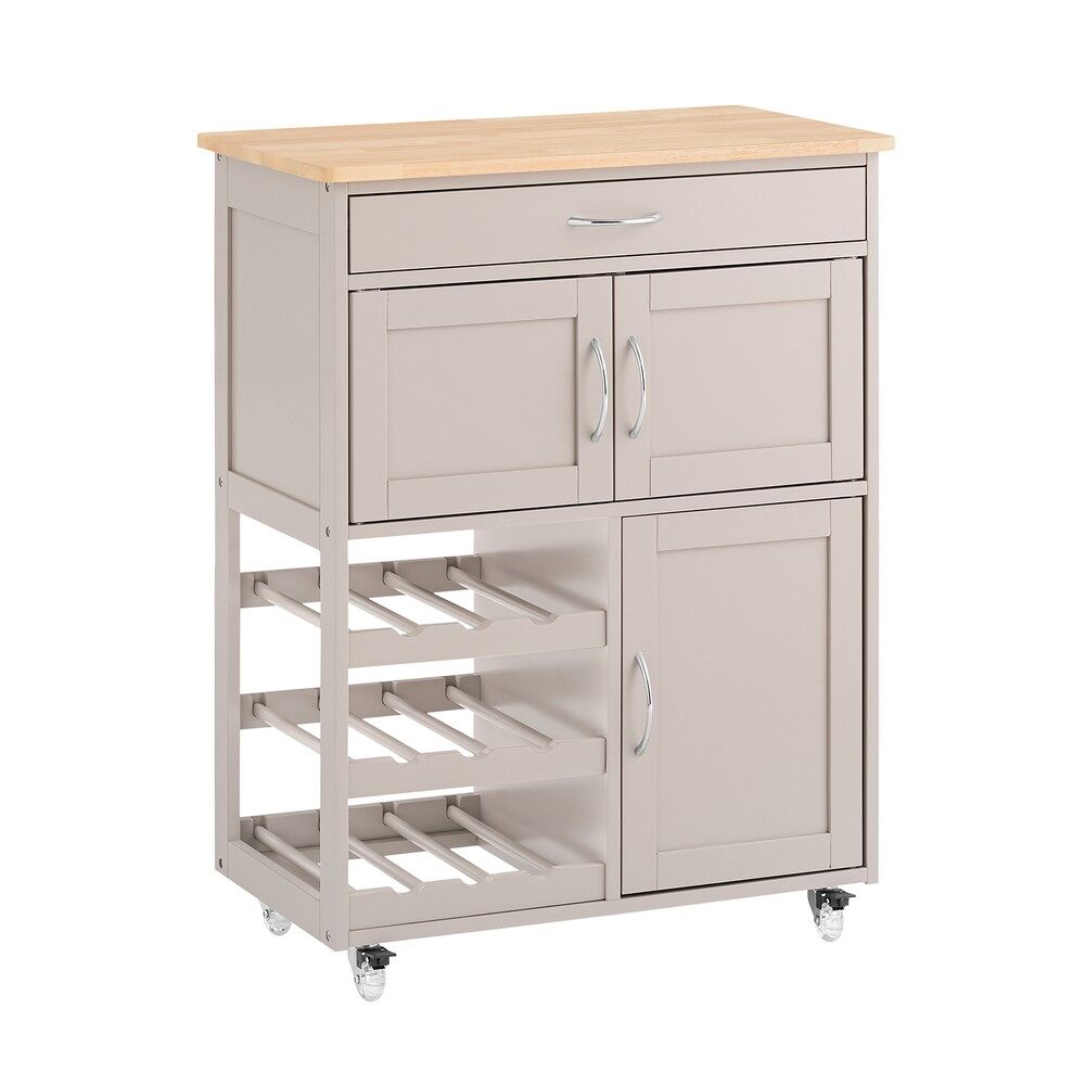 Sobuy carrito auxiliar de cocina con ruedas mueble cocina con cajón botellero y estantes carro multifuncional como mesa auxiliar para estantería cocina comedor y exteriores caqui 67x86x38cm fkw45-ka