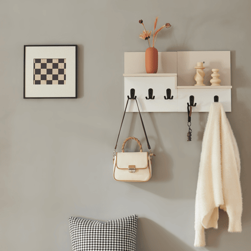 Bengaleiro de parede Botaruvn 2 prateleiras 34x59x13 cm Begebranco en.casa