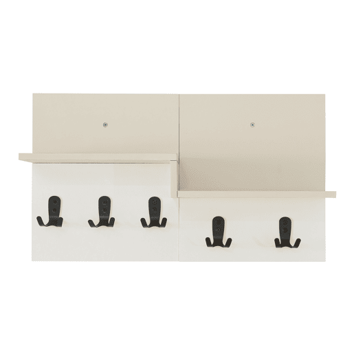Bengaleiro de parede Botaruvn 2 prateleiras 34x59x13 cm Begebranco en.casa