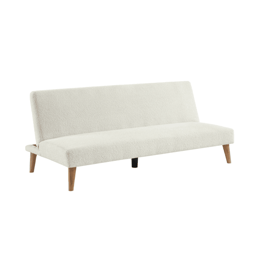 Sofá cama conversível em boucle de 3 lugares, Tom, Branco, 180x100x74.5 cm