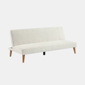 Sofá cama conversível em boucle de 3 lugares, Tom, Branco, 180x100x74.5 cm