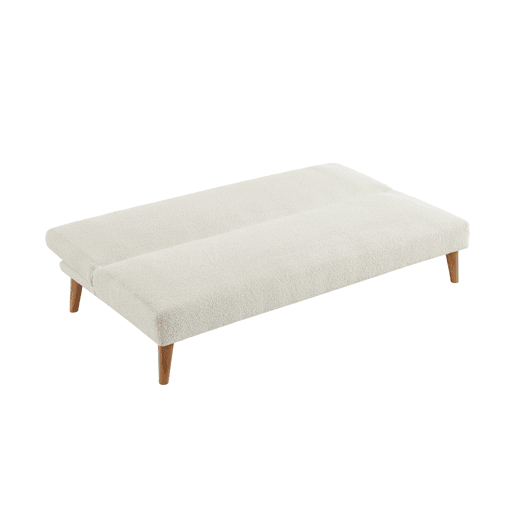 Sofá cama conversível em boucle de 3 lugares, Tom, Branco, 180x100x74.5 cm