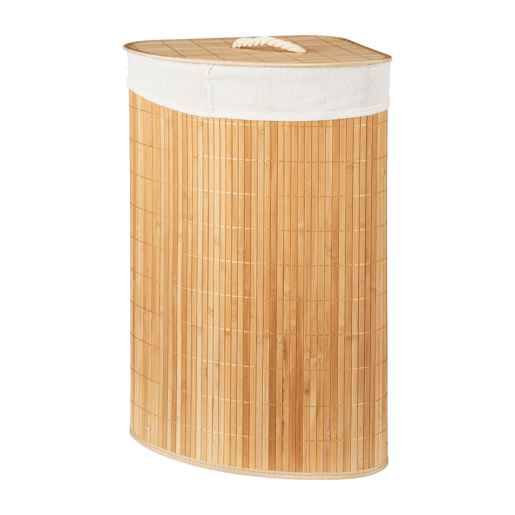 Cesto de roupa suja de bambu em formato de canto Cesto de roupa suja de bambu em formato de canto
