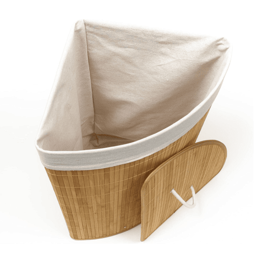 Cesto de roupa suja de bambu em formato de canto Cesto de roupa suja de bambu em formato de canto