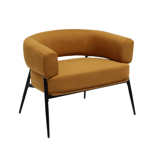 Poltrona em tecido encosto curvo base metálica, Cristo, Mostarda, 81.5x72.5x69 cm