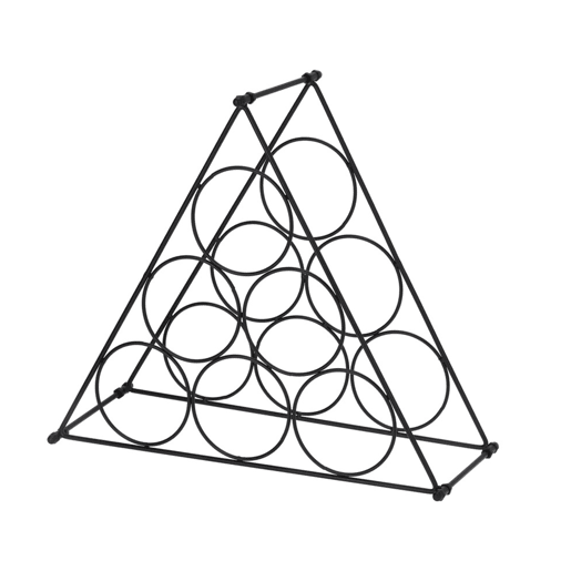 Suporte de vinho triangular compacto em metal para 6 garrafas. Suporte de vinho triangular compacto em metal para 6 garrafas.