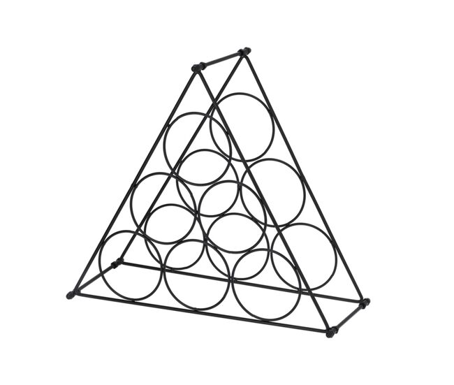 Botellero metálico compacto triangular para 6 botellas