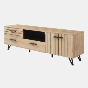 Móvel de televisão Knobbed com gaveta 2 portas 150x38x49 cm Carvalho en.casa