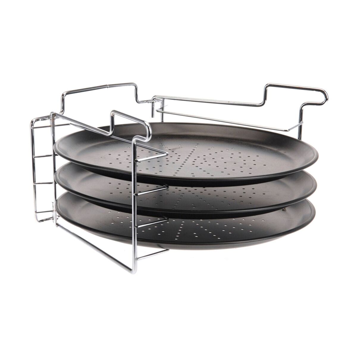 Juego de Horneado de Pizza de 4 Pzs con soporte y 3 Bandejas