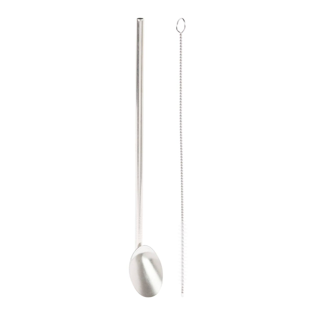 Juego de 4 Pajitas con cuchara de acero inoxidable + Cepillo
