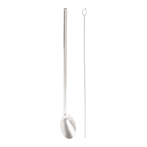 Conjunto de 4 canudos com colher de aço inoxidável + escova