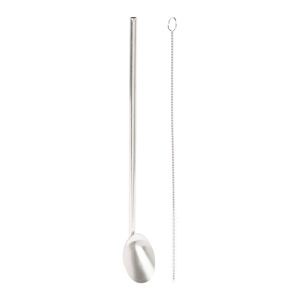 Conjunto de 4 canudos com colher de aço inoxidável + escova