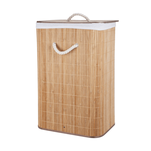 Cesto de roupa dobrável em bambu com interior em algodão
