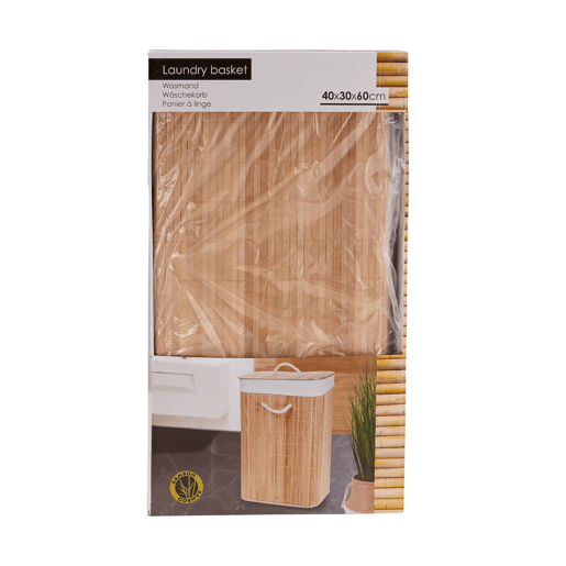 Cesto de roupa dobrável em bambu com interior em algodão