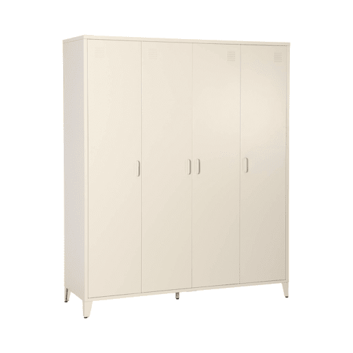 Armário industrial metal 4 portas, 10 prateleiras, 1 cabide, Soho, Beige, 150x50x180 cm