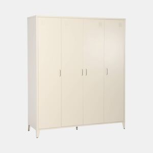 Armário industrial metal 4 portas, 10 prateleiras, 1 cabide, Soho, Beige, 150x50x180 cm