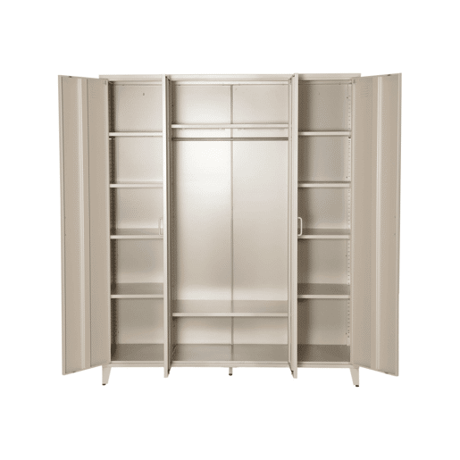 Armário industrial metal 4 portas, 10 prateleiras, 1 cabide, Soho, Beige, 150x50x180 cm
