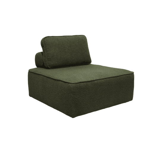 Módulo para sofá modular em boucle, 1 lugar, Bao, Verde caqui, 90x90x74 cm