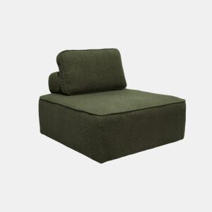 Módulo para sofá modular em boucle, 1 lugar, Bao, Verde caqui, 90x90x74 cm