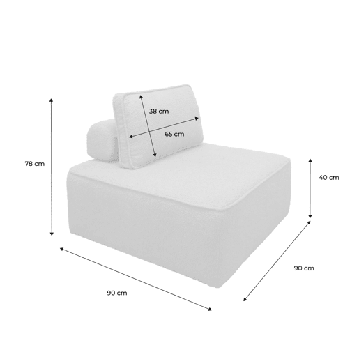 Módulo para sofá modular em boucle, 1 lugar, Bao, Verde caqui, 90x90x74 cm