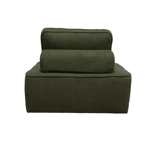 Módulo para sofá modular em boucle, 1 lugar, Bao, Verde caqui, 90x90x74 cm