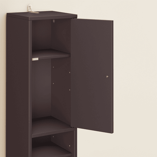 SoBuy BZR34-II-BR Coluna de casa de banho estreita - Armário de casa de banho alto, à prova de água, com prateleiras e gaveta ajustáveis - Armário que poupa espaço, MDF, castanho escuro, 20x180x20cm