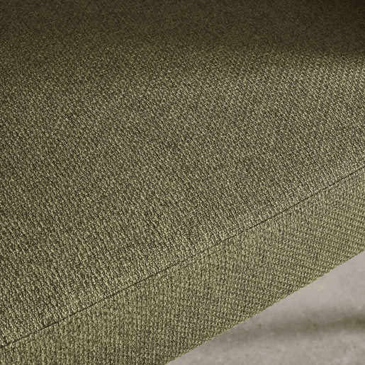 Poltrona em tecido encosto curvo base metálica, Cristo, Verde caqui, 81.5x72.5x69 cm