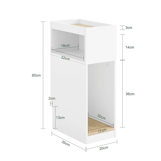 SoBuy FBT171-WN Mesa de cabeceira estreita, mesa lateral estreita com gaveta e prateleira, mesa de cabeceira moderna para quarto e sala de estar, branco, 20 x 35 x 60 cm