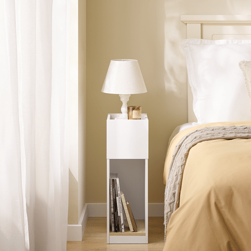 SoBuy FBT171-WN Mesa de cabeceira estreita, mesa lateral estreita com gaveta e prateleira, mesa de cabeceira moderna para quarto e sala de estar, branco, 20 x 35 x 60 cm