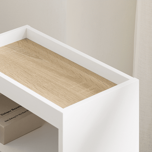 SoBuy FBT171-WN Mesa de cabeceira estreita, mesa lateral estreita com gaveta e prateleira, mesa de cabeceira moderna para quarto e sala de estar, branco, 20 x 35 x 60 cm