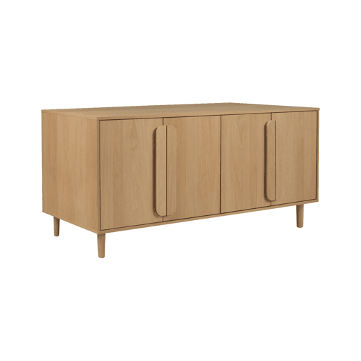 Aparador vintage efeito madeira em 4 portas, 160cm, Juliana, Carvalho, 160x45x75 cm