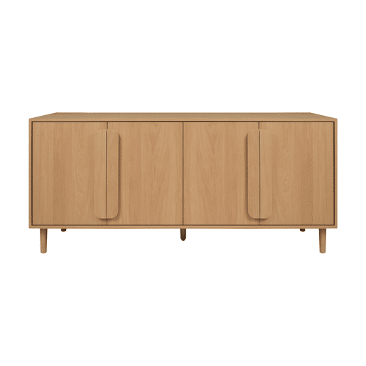 Aparador vintage efeito madeira em 4 portas, 160cm, Juliana, Carvalho, 160x45x75 cm