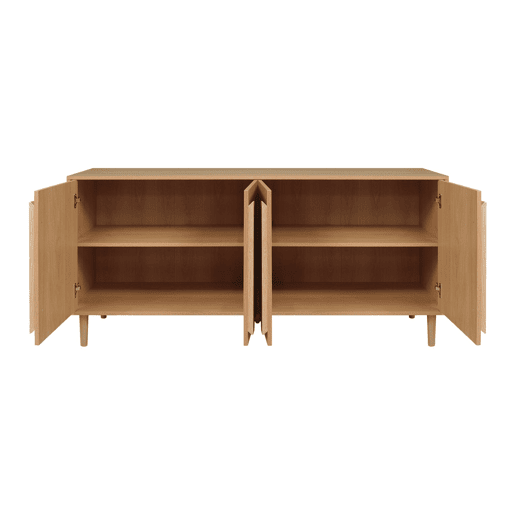 Aparador vintage efeito madeira em 4 portas, 160cm, Juliana, Carvalho, 160x45x75 cm