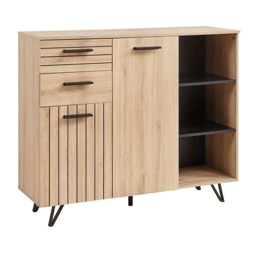 Aparador Noppen com 2 portas e 2 gavetas 100x120x38 cm Aspeto de carvalho en.casa