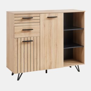 Aparador Noppen com 2 portas e 2 gavetas 100x120x38 cm Aspeto de carvalho en.casa