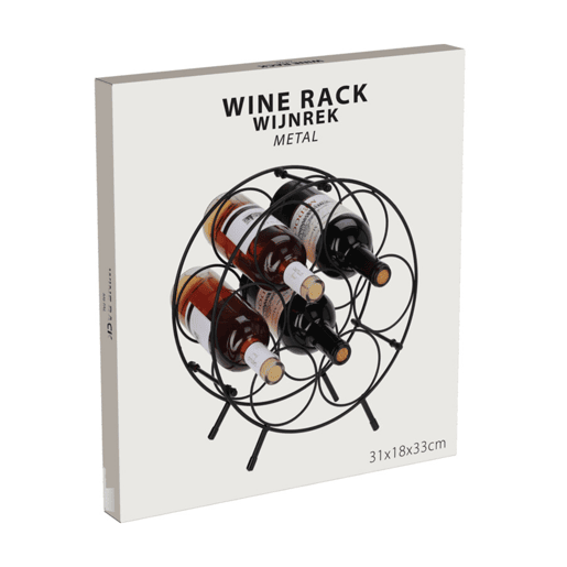 Suporte de vinho redondo em metal para 7 garrafas. Suporte de vinho redondo em metal para 7 garrafas.