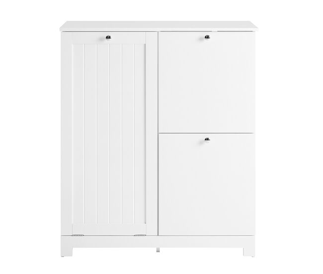 Sobuy mueble baño con 3 cestos de ropa armario estrecho mueble auxiliar baño 78x38x90 cm para lavandería y almacenaje bzr213-w