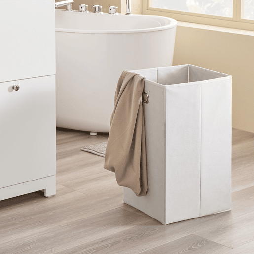 SoBuy BZR213-W Armário de casa de banho Coluna de casa de banho estreita 78x38x90cm com 1 cesto grande integrado e 2 cestos de tecido amovíveis - Armário móvel que poupa espaço