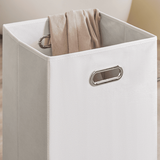 SoBuy BZR213-W Armário de casa de banho Coluna de casa de banho estreita 78x38x90cm com 1 cesto grande integrado e 2 cestos de tecido amovíveis - Armário móvel que poupa espaço