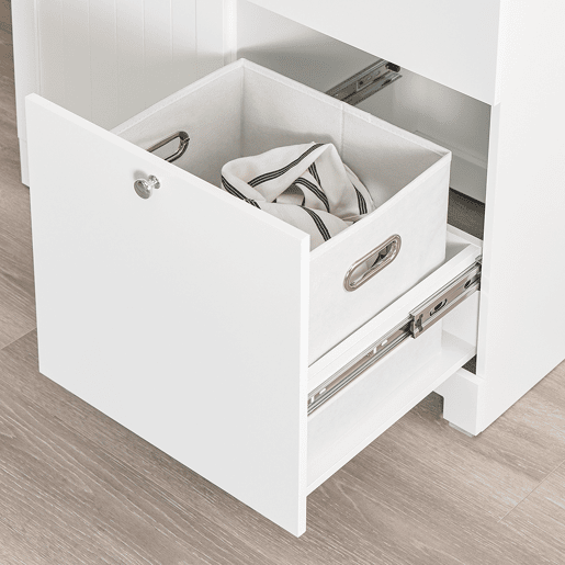 SoBuy BZR213-W Armário de casa de banho Coluna de casa de banho estreita 78x38x90cm com 1 cesto grande integrado e 2 cestos de tecido amovíveis - Armário móvel que poupa espaço