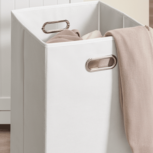 Armário de casa de banho estreito com 2 cestos de roupa suja e 2 gavetas BZR215-W