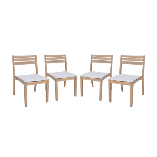 Cadeiras de jardim em madeira de acácia, set de 4, Merina, Beige, 52x55x81 cm
