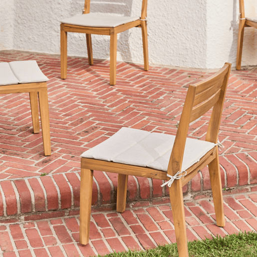 Cadeiras de jardim em madeira de acácia, set de 4, Merina, Beige, 52x55x81 cm