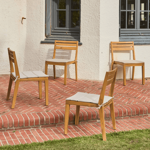 Cadeiras de jardim em madeira de acácia, set de 4, Merina, Beige, 52x55x81 cm