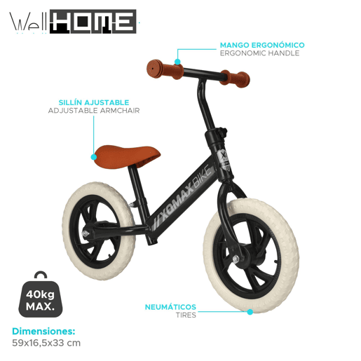 Bicicleta infantil de 12 polegadas com assento ajustável e rodas de EVA. Bicicleta infantil de 12 polegadas com assento ajustável e rodas de EVA.